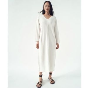 S. FRONT ROLLED SEAM KNIT MIDI DRESS